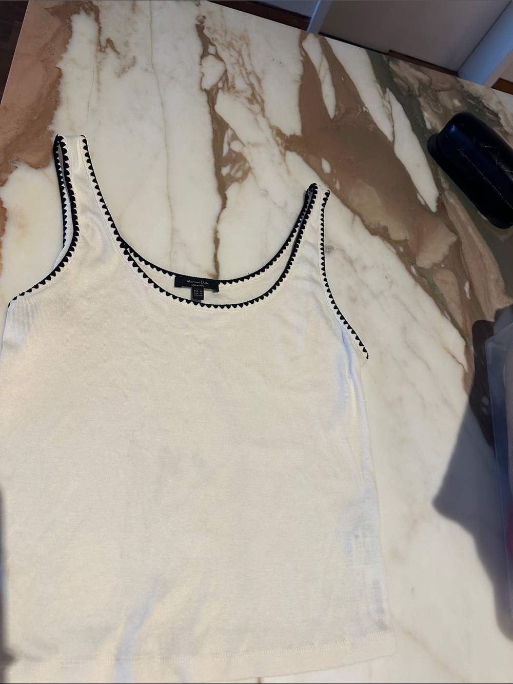 Massimo Dutti White Tank Top with Black Trim